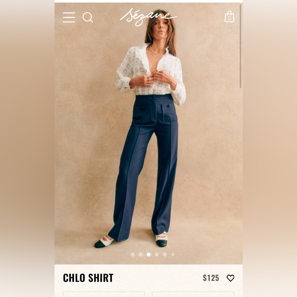 NWT Sezane chlo shirt in white lace sz 32